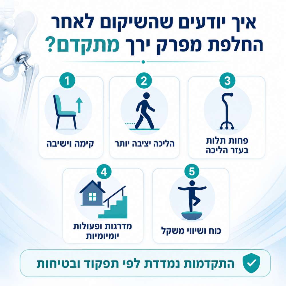 איך יודעים שהשיקום לאחר החלפת מפרק ירך מתקדם